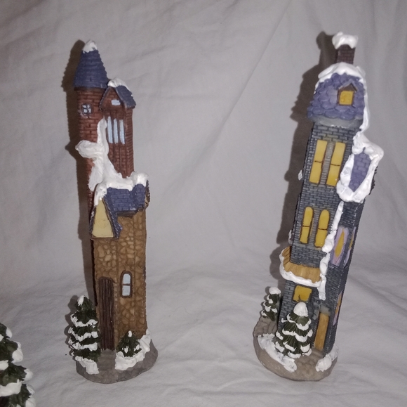 Christmas Village Pencil Townhouses Decor 6" Tall - Picture 4 of 8